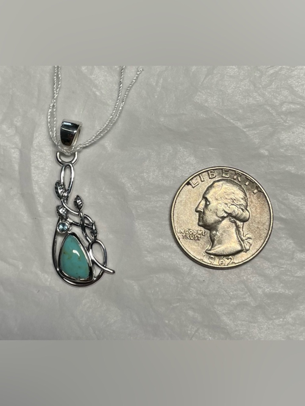 Mexican turquoise with blue topaz pendant